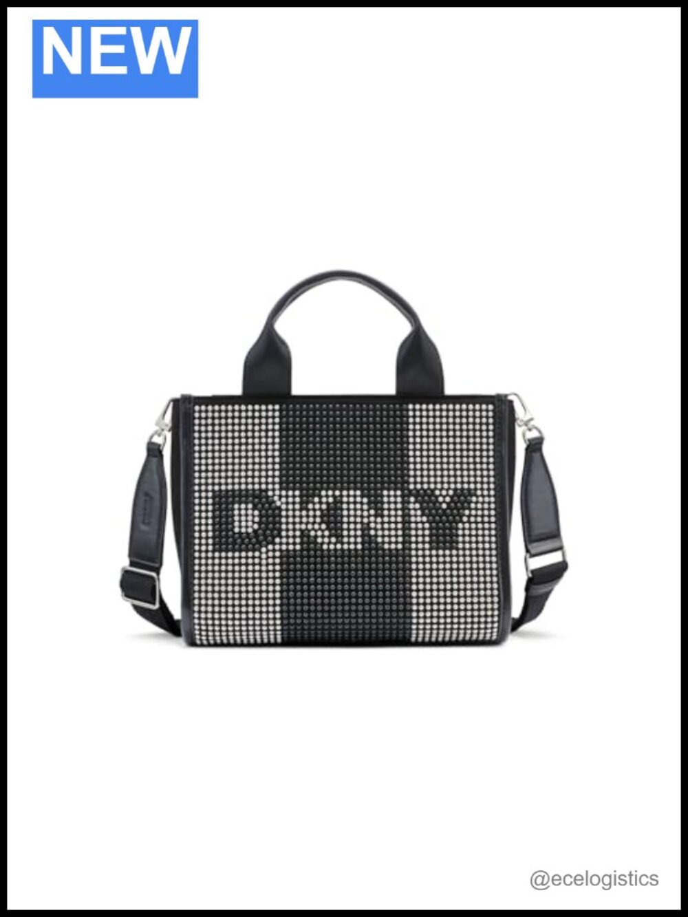 Small Studded Tote Bag Faux Leather Chain Strap Work Bag